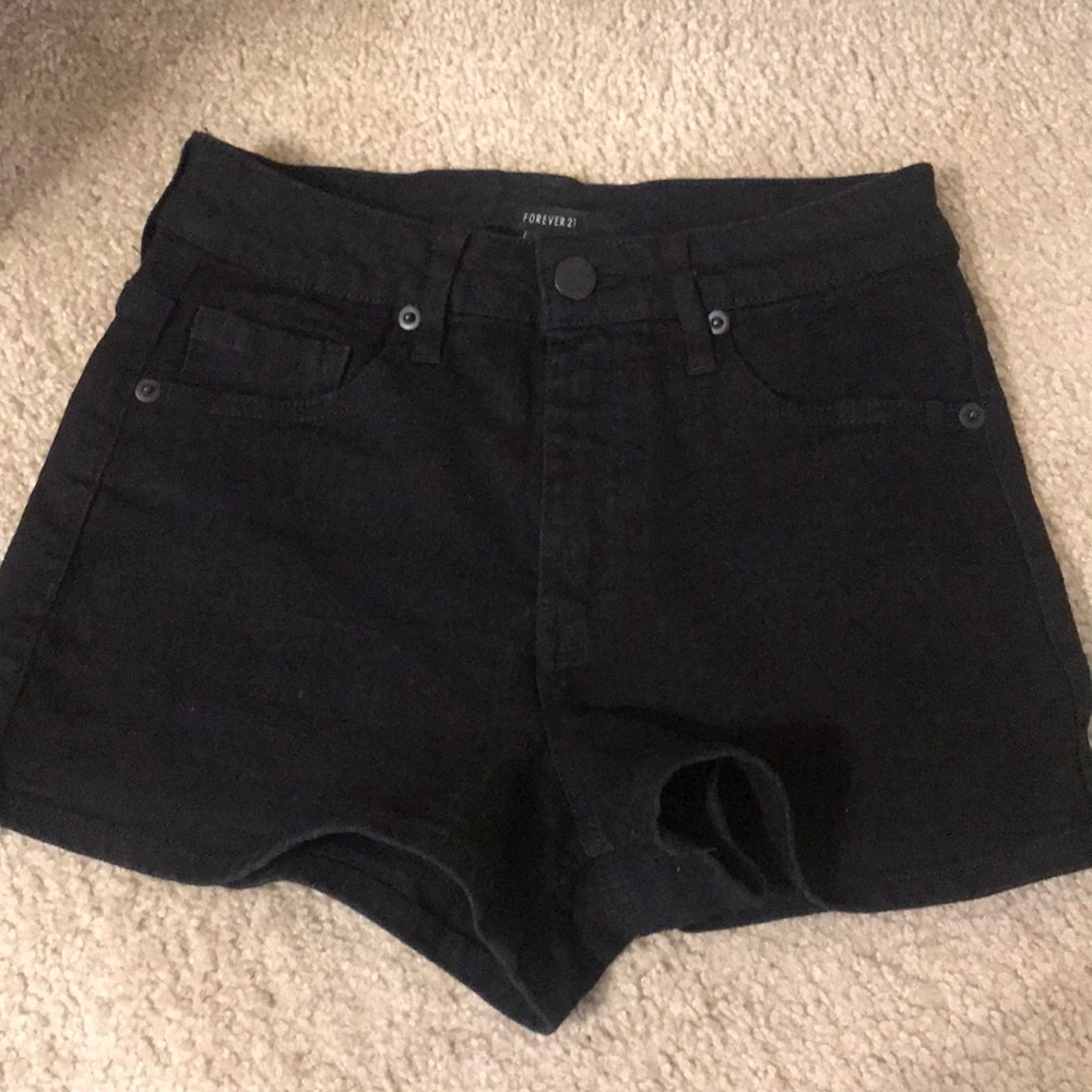 black denim shorts
